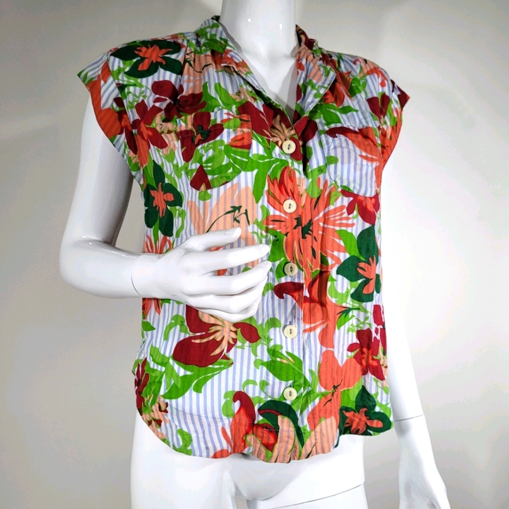Maeve by Anthropologie RaffineStripedFloralBlouse